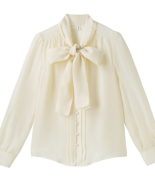 LUCPY（ラクピー）の「シアーボウタイリボンブラウス（シャツ/ブラウス・レディース・ホワイト・MEDIUM/LARGE/X-LARGE/SMALL）」の5枚目の写真