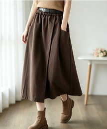 サイドポケット付きラップ風スカート
