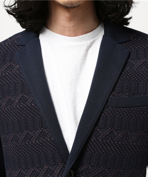 WRAPINKNOT（ラッピンノット）の「ウーブン ニット ジャケット（テーラードジャケット・メンズ・ネイビー・2）」の5枚目の写真