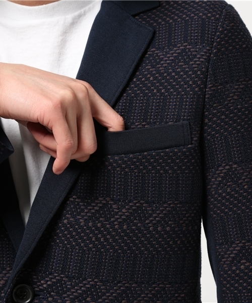 WRAPINKNOT（ラッピンノット）の「ウーブン ニット ジャケット（テーラードジャケット・メンズ・ネイビー・2）」の6枚目の写真