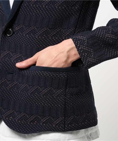 WRAPINKNOT（ラッピンノット）の「ウーブン ニット ジャケット（テーラードジャケット・メンズ・ネイビー・2）」の7枚目の写真