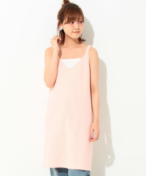 Another Edition（アナザーエディション）の「ニットキャミワンピース/AEMBC L/C KNIT CAMI OP◆（ワンピース・レディース・オフホワイト/ブラック/ライトピンク/マスタード・FREE）」の4枚目の写真