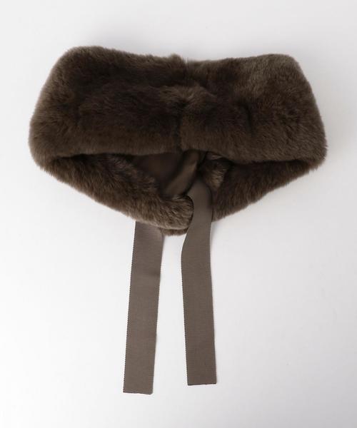 Jewel Changes（ジュエルチェンジズ）の「JP レッキス リボンティペット（ストール/ショール・レディース・ダークグレー/ダークブラウン・FREE）」の3枚目の写真