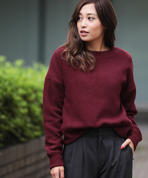 Denime（ドゥニーム）の「ニットソーリブトップス（Tシャツ/カットソー・レディース・グレー/ワイン/ホワイト・FREE）」の3枚目の写真