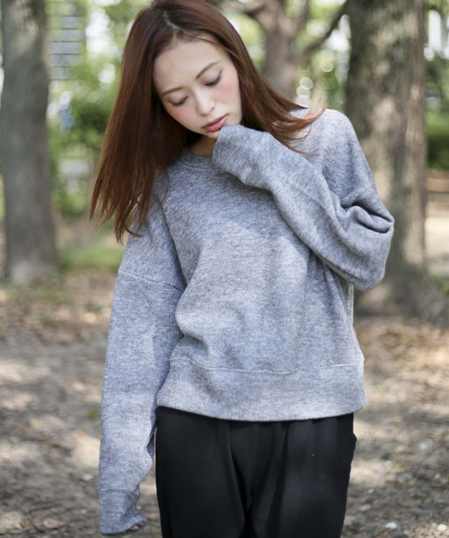 Denime（ドゥニーム）の「ニットソーリブトップス（Tシャツ/カットソー・レディース・グレー/ワイン/ホワイト・FREE）」の11枚目の写真