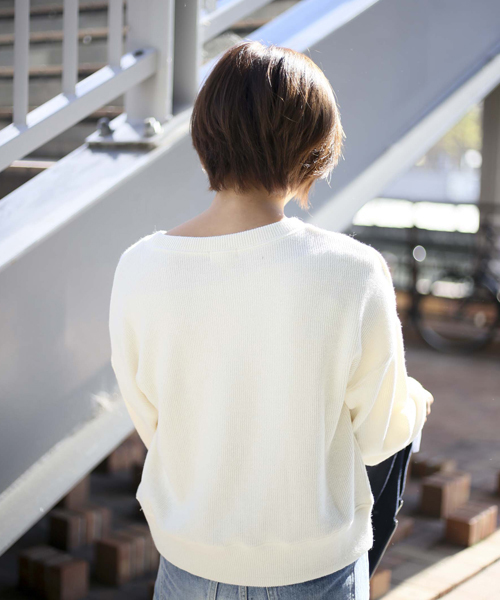 Denime（ドゥニーム）の「ニットソーリブトップス（Tシャツ/カットソー・レディース・グレー/ワイン/ホワイト・FREE）」の14枚目の写真