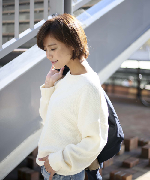 Denime（ドゥニーム）の「ニットソーリブトップス（Tシャツ/カットソー・レディース・グレー/ワイン/ホワイト・FREE）」の15枚目の写真