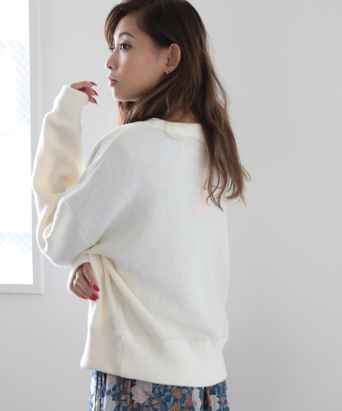 Denime（ドゥニーム）の「ニットソーリブトップス（Tシャツ/カットソー・レディース・グレー/ワイン/ホワイト・FREE）」の18枚目の写真