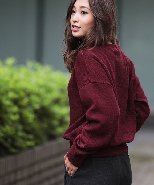 Denime（ドゥニーム）の「ニットソーリブトップス（Tシャツ/カットソー・レディース・グレー/ワイン/ホワイト・FREE）」の22枚目の写真