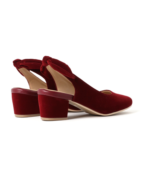 WEGO（ウィゴー）の「WEGO/バックリボンベロアミュール（パンプス・レディース・ワイン/パープル/ブラック・MEDIUM/LARGE）」の6枚目の写真