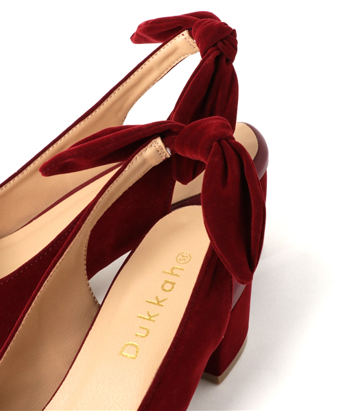 WEGO（ウィゴー）の「WEGO/バックリボンベロアミュール（パンプス・レディース・ワイン/パープル/ブラック・MEDIUM/LARGE）」の9枚目の写真