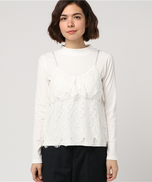 Honeys（ハニーズ）の「レースキャミアンサンブル（Tシャツ/カットソー・レディース・ピンク/ブラック/オフホワイト/グレー・L/M）」の5枚目の写真