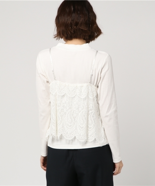 Honeys（ハニーズ）の「レースキャミアンサンブル（Tシャツ/カットソー・レディース・ピンク/ブラック/オフホワイト/グレー・L/M）」の7枚目の写真