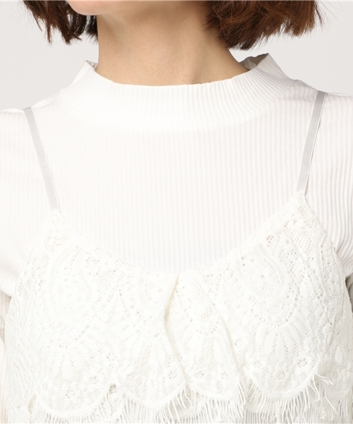 Honeys（ハニーズ）の「レースキャミアンサンブル（Tシャツ/カットソー・レディース・ピンク/ブラック/オフホワイト/グレー・L/M）」の8枚目の写真