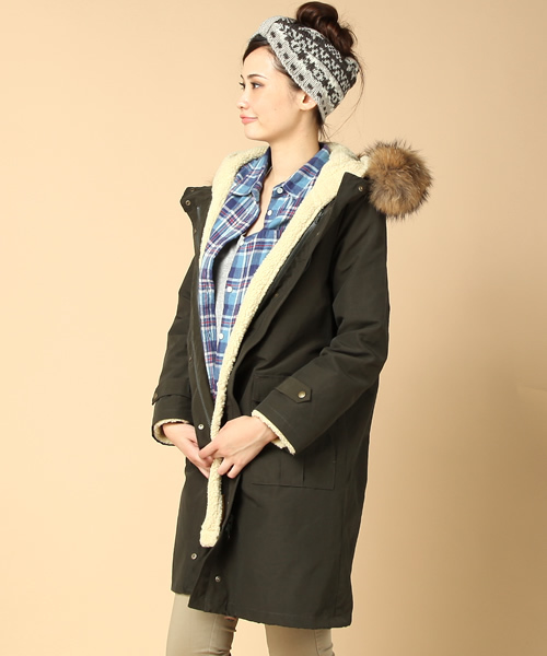 liflattie ships（リフラティ シップス）の「liflattie:ボアジップ モッズコート（モッズコート・レディース・ブラック/オリーブ・ONE SIZE）」の3枚目の写真