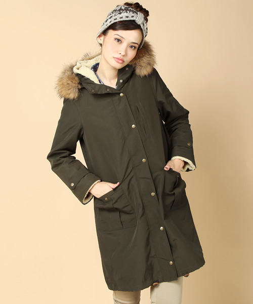 liflattie ships（リフラティ シップス）の「liflattie:ボアジップ モッズコート（モッズコート・レディース・ブラック/オリーブ・ONE SIZE）」の5枚目の写真