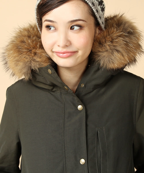 liflattie ships（リフラティ シップス）の「liflattie:ボアジップ モッズコート（モッズコート・レディース・ブラック/オリーブ・ONE SIZE）」の7枚目の写真