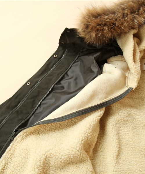 liflattie ships（リフラティ シップス）の「liflattie:ボアジップ モッズコート（モッズコート・レディース・ブラック/オリーブ・ONE SIZE）」の12枚目の写真