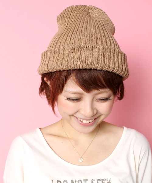 WEGO（ウィゴー）の「WEGO/リブカラーニットキャップ（ニットキャップ/ビーニー・レディース・ブラック/杢グレー/ベージュ/グリーン/ブルー/サックスブルー/ネイビー/パープル/ライトピンク/レッド/ワイン/オレンジ・FREE）」の4枚目の写真