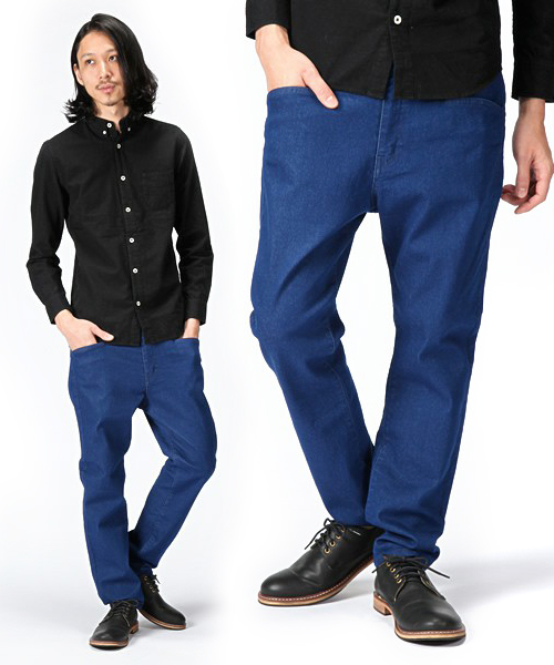 WEGO（ウィゴー）の「WEGO/サルエルスキニーデニムパンツ（デニムパンツ・メンズ・ブラック/ベージュ/ネイビー/グリーン/アイボリー/ターコイズブルー/ライトブラウン/ロイヤルブルー/ワイン・MEDIUM/LARGE/SMALL）」の8枚目の写真