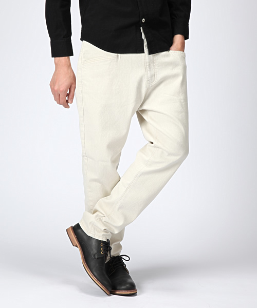 WEGO（ウィゴー）の「WEGO/サルエルスキニーデニムパンツ（デニムパンツ・メンズ・ブラック/ベージュ/ネイビー/グリーン/アイボリー/ターコイズブルー/ライトブラウン/ロイヤルブルー/ワイン・MEDIUM/LARGE/SMALL）」の2枚目の写真