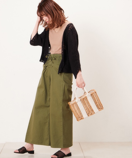 natural couture(ナチュラルクチュール)の「レースアップフリンジチノパンツ(その他パンツ・レディース・ベージュ/カーキ・FREE)」の11枚目の写真