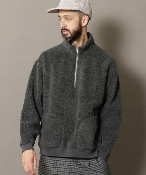 BEAUTY&YOUTH UNITED ARROWS（ビューティーアンドユースユナイテッドアローズ）の「BY ボア ハーフジップ レイズドネック スウェット（スウェット・メンズ・ダークグレー/オフホワイト・SMALL/MEDIUM/LARGE/X-LARGE）」の6枚目の写真