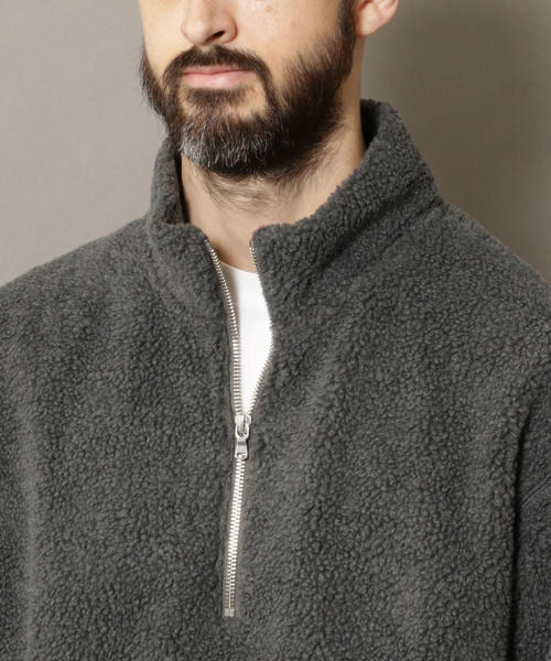 BEAUTY&YOUTH UNITED ARROWS（ビューティーアンドユースユナイテッドアローズ）の「BY ボア ハーフジップ レイズドネック スウェット（スウェット・メンズ・ダークグレー/オフホワイト・SMALL/MEDIUM/LARGE/X-LARGE）」の7枚目の写真