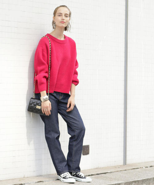 BEAUTY&YOUTH UNITED ARROWS（ビューティーアンドユースユナイテッドアローズ）の「BY∴ ウール畦バックスリットカラーニット ◆（ニット/セーター・レディース・ピンク/パープル/グリーン・FREE）」の6枚目の写真