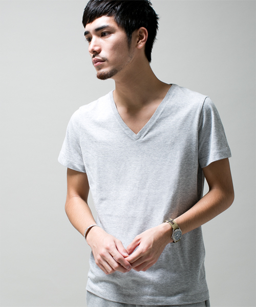 NANO universe（ナノユニバース）の「wjk/ Plain V-Neck Tee（Tシャツ/カットソー・メンズ・ホワイト/ブラック/グレー/カーキ/ネイビー/ライトピンク・SMALL/MEDIUM/LARGE）」の3枚目の写真