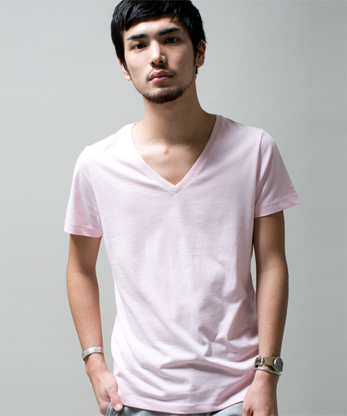 NANO universe（ナノユニバース）の「wjk/ Plain V-Neck Tee（Tシャツ/カットソー・メンズ・ホワイト/ブラック/グレー/カーキ/ネイビー/ライトピンク・SMALL/MEDIUM/LARGE）」の6枚目の写真