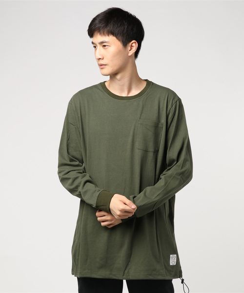 Ranch standard（ランチスタンダード）の「【Ranch Standard】 RA18-087　ロングスリーブTEE　ビッグシルエット（Tシャツ/カットソー・メンズ・ブラック/オフホワイト/オリーブ/杢グレー・2/3）」の4枚目の写真