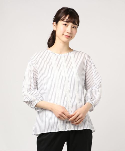 Petit Honfleur（プチオンフルール）の「◇カタログ掲載◇レース使いプルオーバー（Tシャツ/カットソー・レディース・ホワイト/ブルー/アイボリー・11号/13号/9号）」の10枚目の写真