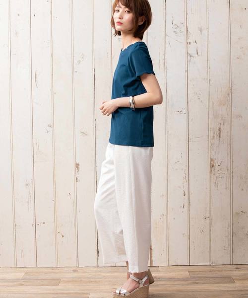 BELLUNA PLUS（ベルーナ）の「ビジュー付スカラップデザインプルオーバー（Tシャツ/カットソー・レディース・ネイビー/ブルー/イエロー系その他/レッド系その他・MEDIUM/LARGE/X-LARGE）」の9枚目の写真