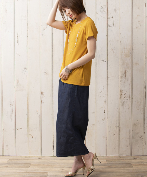 BELLUNA PLUS（ベルーナ）の「ビジュー付スカラップデザインプルオーバー（Tシャツ/カットソー・レディース・ネイビー/ブルー/イエロー系その他/レッド系その他・MEDIUM/LARGE/X-LARGE）」の12枚目の写真