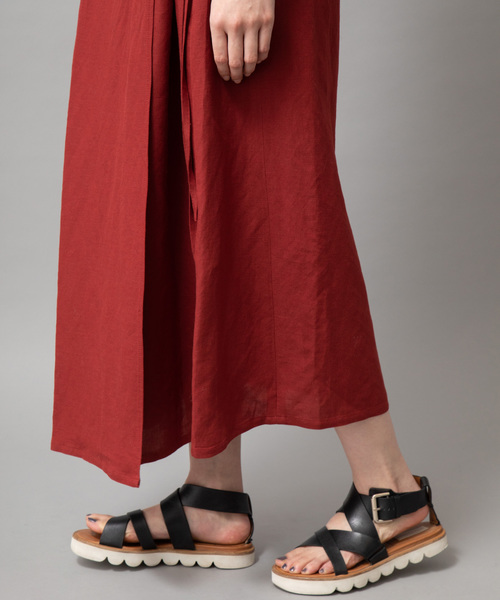 Munich（ミューニック）の「【2way】リネンレーヨンカシュクールワンピース/ロングジレ（ワンピース・レディース・ブラック/ベージュ/レッド/カーキ・FREE）」の12枚目の写真