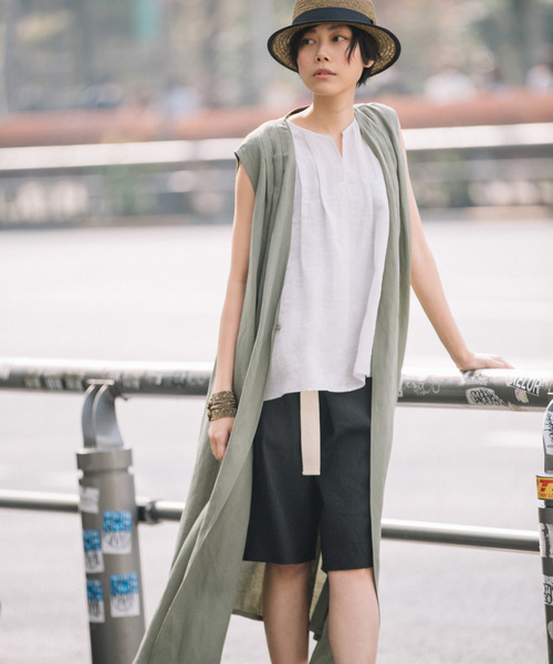 Munich（ミューニック）の「【2way】リネンレーヨンカシュクールワンピース/ロングジレ（ワンピース・レディース・ブラック/ベージュ/レッド/カーキ・FREE）」の21枚目の写真