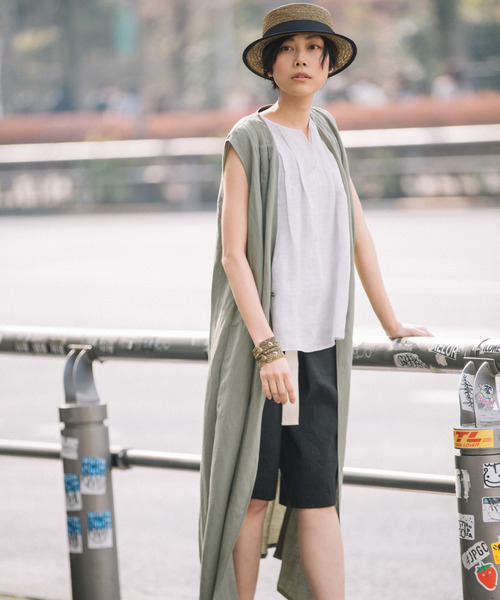 Munich（ミューニック）の「【2way】リネンレーヨンカシュクールワンピース/ロングジレ（ワンピース・レディース・ブラック/ベージュ/レッド/カーキ・FREE）」の18枚目の写真