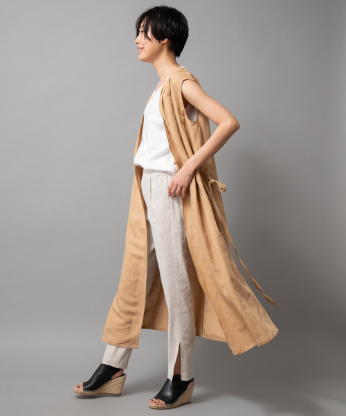 Munich（ミューニック）の「【2way】リネンレーヨンカシュクールワンピース/ロングジレ（ワンピース・レディース・ブラック/ベージュ/レッド/カーキ・FREE）」の9枚目の写真