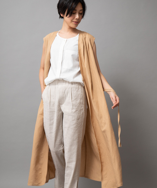 Munich（ミューニック）の「【2way】リネンレーヨンカシュクールワンピース/ロングジレ（ワンピース・レディース・ブラック/ベージュ/レッド/カーキ・FREE）」の16枚目の写真