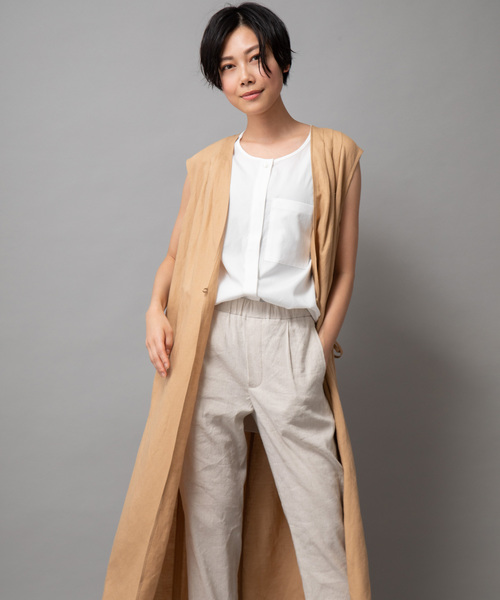 Munich（ミューニック）の「【2way】リネンレーヨンカシュクールワンピース/ロングジレ（ワンピース・レディース・ブラック/ベージュ/レッド/カーキ・FREE）」の13枚目の写真