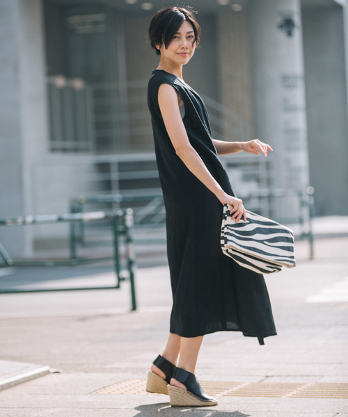 Munich（ミューニック）の「【2way】リネンレーヨンカシュクールワンピース/ロングジレ（ワンピース・レディース・ブラック/ベージュ/レッド/カーキ・FREE）」の22枚目の写真