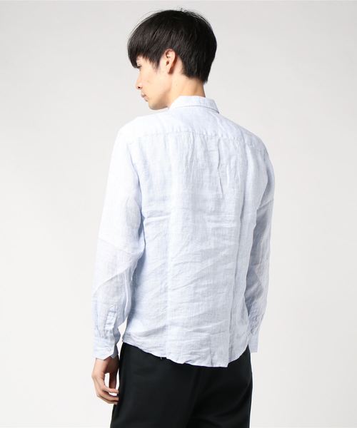 291295＝HOMME（ニーキューイチニーキューゴーオム）の「【LOST IN ALBION】　プリントリネンシャツ　サックス（シャツ/ブラウス・メンズ・ブルー系その他/ブルー系その他2・46/48）」の4枚目の写真