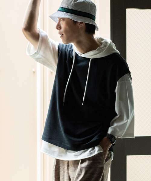 WEGO（ウィゴー）の「WEGO/カノコクルーネックベスト（ベスト・メンズ・ダークグリーン/ベージュ/ブラック/ダークオレンジ・MEDIUM/LARGE）」の7枚目の写真