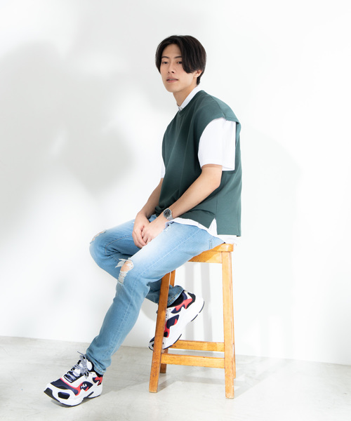 WEGO（ウィゴー）の「WEGO/カノコクルーネックベスト（ベスト・メンズ・ダークグリーン/ベージュ/ブラック/ダークオレンジ・MEDIUM/LARGE）」の14枚目の写真