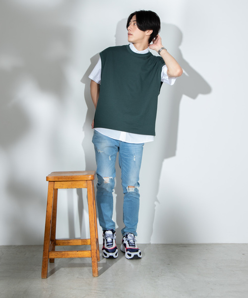 WEGO（ウィゴー）の「WEGO/カノコクルーネックベスト（ベスト・メンズ・ダークグリーン/ベージュ/ブラック/ダークオレンジ・MEDIUM/LARGE）」の15枚目の写真