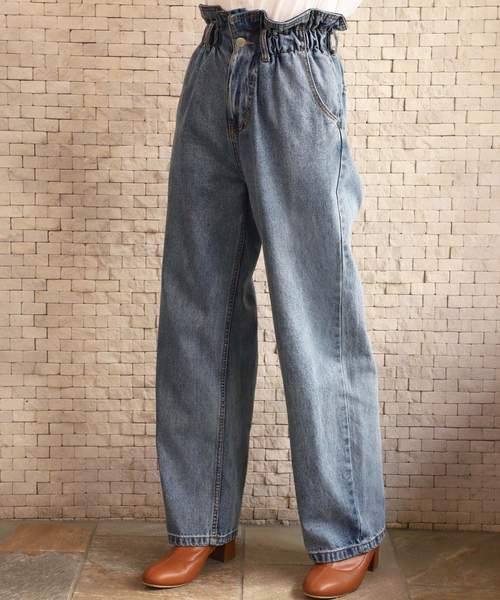 one after another NICE CLAUP（ワンアフターアナザーナイスクラップ）の「べっ甲ベルト付 デニムテーパードパンツ（デニムパンツ・レディース・アイボリー/ブラック/ネイビー/サックスブルー・SMALL/MEDIUM）」の16枚目の写真