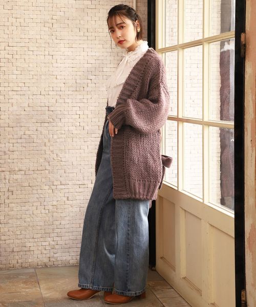 one after another NICE CLAUP（ワンアフターアナザーナイスクラップ）の「べっ甲ベルト付 デニムテーパードパンツ（デニムパンツ・レディース・アイボリー/ブラック/ネイビー/サックスブルー・SMALL/MEDIUM）」の13枚目の写真