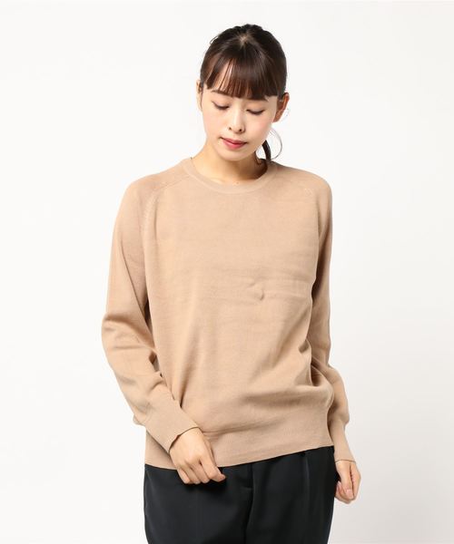 AMERICAN HOLIC(アメリカンホリック)の「クルーネックラグランニットプルオーバー *(ニット/セーター・レディース・ベージュ/カーキ/アイボリー/キャメル/ダークネイビー・M/L)」の1枚目の写真