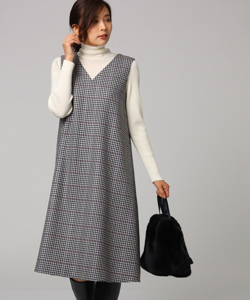 アウトレット公式店 セール L Vネックチェックサックワンピース ワンピース Untitled アンタイトル のファッション 元の価格の販売 Fcec Sa